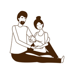 Isolated mother and father with baby design