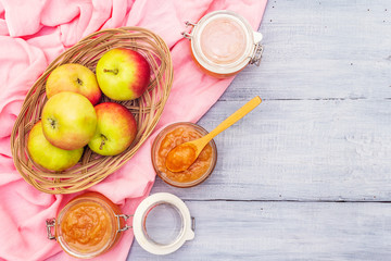 Apple jam, confiture, chutney in a glass jar