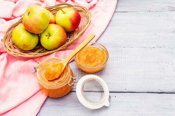 Apple jam, confiture, chutney in a glass jar