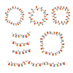 Christmas lights set on white holiday decoration