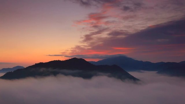Mountains above fog at sunrise, Asago, Hyogo Prefecture, Japan