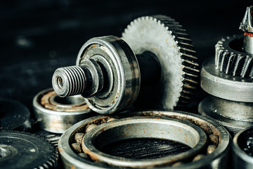 Fototapeta na wymiar Gears from an old industrial machine