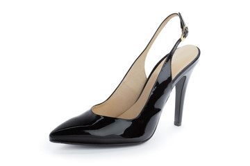 Female high heeled sandals isolated on white background