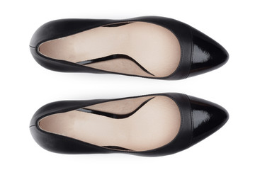 Female shoes on a white background. Top view.