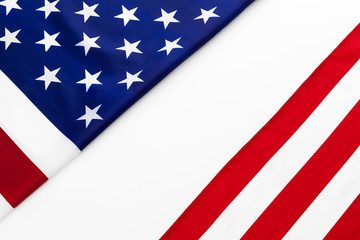Close up of American flag USA on plain background