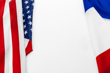 United States of America flag and France  flag