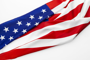 Obraz premium Close up of American flag USA on plain background