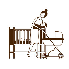 Isolated mother with baby design