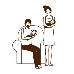 Isolated mother and father with baby design