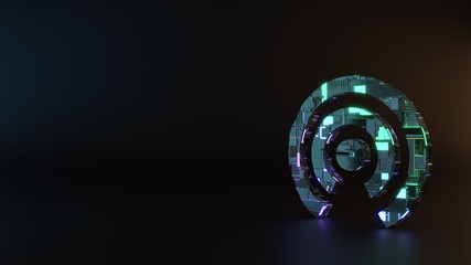 science fiction metal symbol of connection icon render