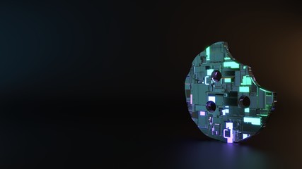 science fiction metal symbol of cookie bite icon render