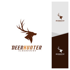 Deer Head logo design template vector. Luxury Deer Hunt logo vector template