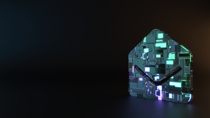 science fiction metal symbol of envelope open icon render