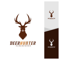Deer Head logo design template vector. Luxury Deer Hunt logo vector template