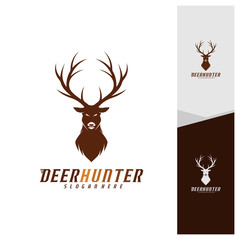 Deer Head logo design template vector. Luxury Deer Hunt logo vector template