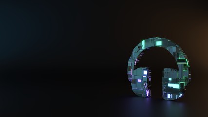 science fiction metal symbol of headphones icon render