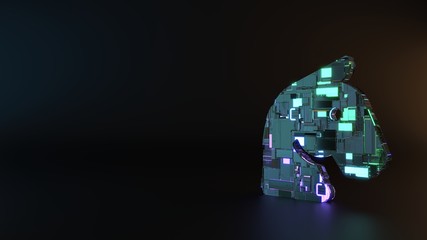 science fiction metal symbol of horse head icon render © Destrosvet