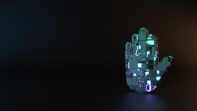 science fiction metal symbol of hold icon render