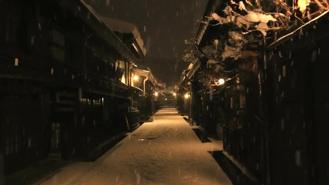 View of street, Kamisannomachi, Takayama, Gifu Prefecture, Japan