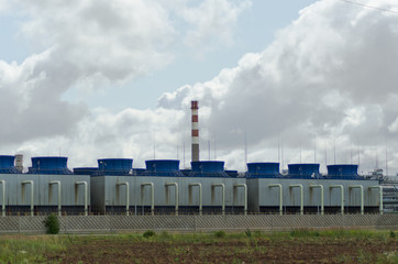 Fototapeta na wymiar industrial factory and chimney, production