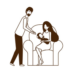 Isolated mother and father with baby design