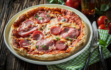 Whole crispy crusty pepperoni or salami pizza