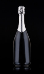 Bottle of gourmet champagne on black background