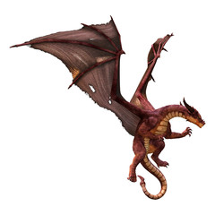 3D Rendering Fairy Tale Dragon on White