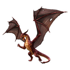 3D Rendering Fairy Tale Dragon on White