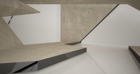 Fototapeta premium Abstract white and concrete interior. 3D illustration and rendering.