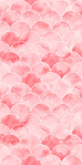 Pink sea wave geometric texture. Fish scale seamless pattern.