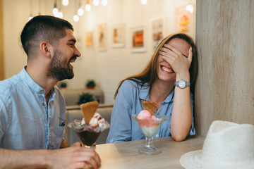 eating ice cream in favorite cafeteria
