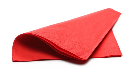 Red paper napkins isolated on white background