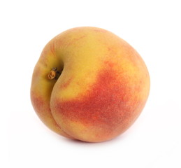 Ripe peach fruit isolated on white background