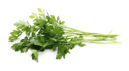 Fresh green parsley leaves isolated on white background