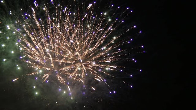 Firework display in sky at night, Japan