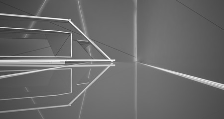 Obraz premium Abstract drawing white interior.3D illustration and rendering.