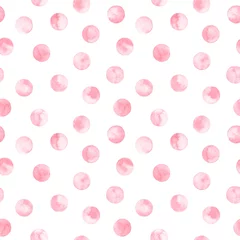 Papier peint Polka dot Motif à pois rose transparent isolé sur blanc. Illustration à l& 39 aquarelle.