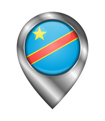 Flag of Democratic Republic of the Congo. Vector Sign and Icon. Location Symbol Shape. Silver