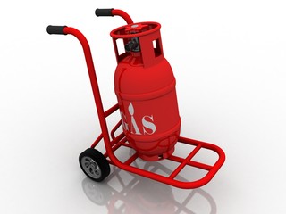 3D rendering illustration Gas Cylinder in cart © jijomathai