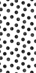 Seamless black and white polka dot pattern. Watercolor illustration.