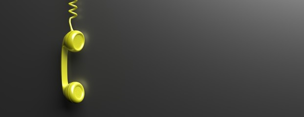 Old phone receiver on black background. 3d illustration