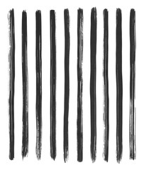 Collection of hand drawn black grunge brushes isolated on white.