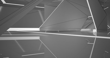 Obraz premium Abstract drawing white interior.3D illustration and rendering.