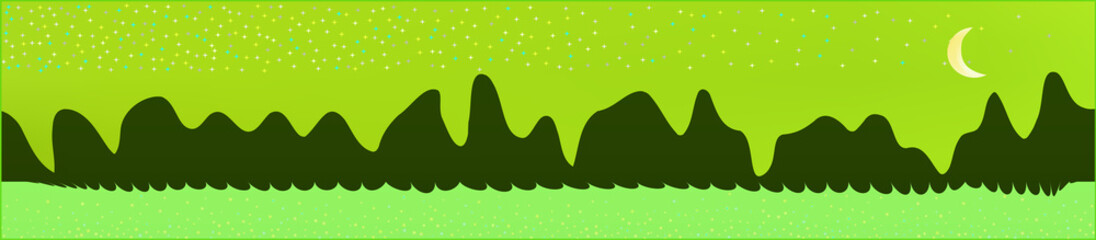 Lime sky, and mountains landscape. 