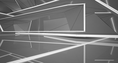 Obraz premium Abstract drawing white interior.3D illustration and rendering.