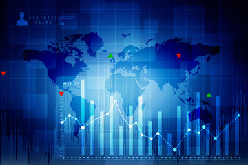 2d rendering Stock market online business concept. business Graph 