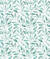 Wall murals Watercolor leaves Seamless pattern with stylized tree branches. Watercolor illustration.