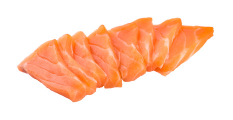Salmon meat sashimi isolated on white background