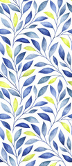 Seamless pattern with stylized tree branches. Watercolor illustration.